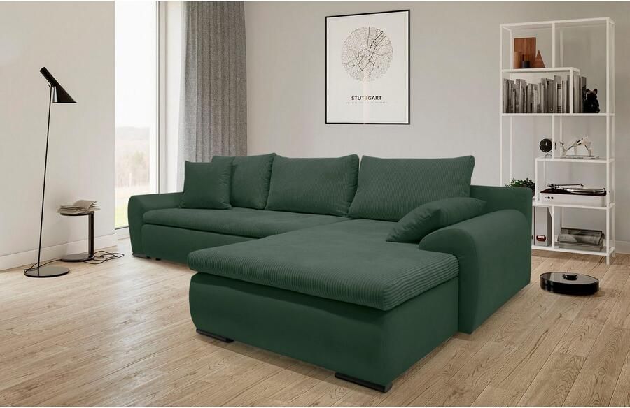 Home affaire Hoekbank Win L-vorm breedte 285cm optioneel met slaapfunctie en bedkast taupe corduroy - Foto 10