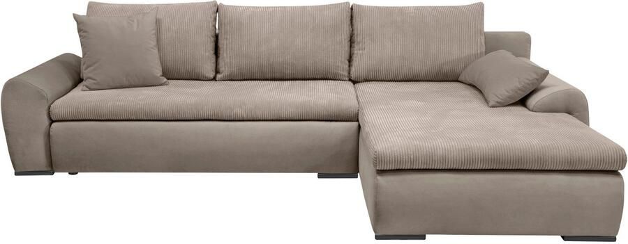 Home affaire Hoekbank Win L-vorm breedte 285cm optioneel met slaapfunctie en bedkast taupe corduroy - Foto 18
