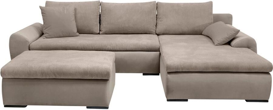 Home affaire Hoekbank Win L-vorm breedte 285cm optioneel met slaapfunctie en bedkast taupe corduroy - Foto 16