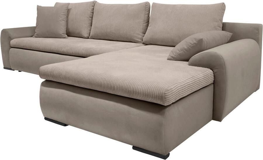 Home affaire Hoekbank Win L-vorm breedte 285cm optioneel met slaapfunctie en bedkast taupe corduroy - Foto 11