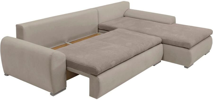 Home affaire Hoekbank Win L-vorm breedte 285cm optioneel met slaapfunctie en bedkast taupe corduroy - Foto 14