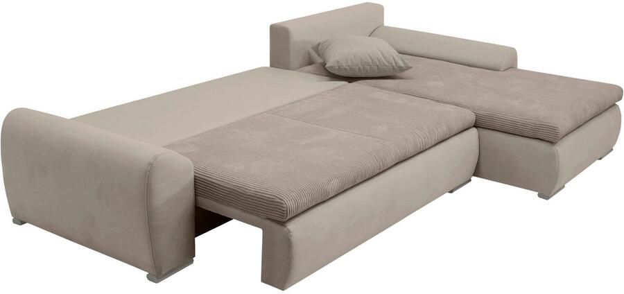 Home affaire Hoekbank Win L-vorm breedte 285cm optioneel met slaapfunctie en bedkast taupe corduroy - Foto 15