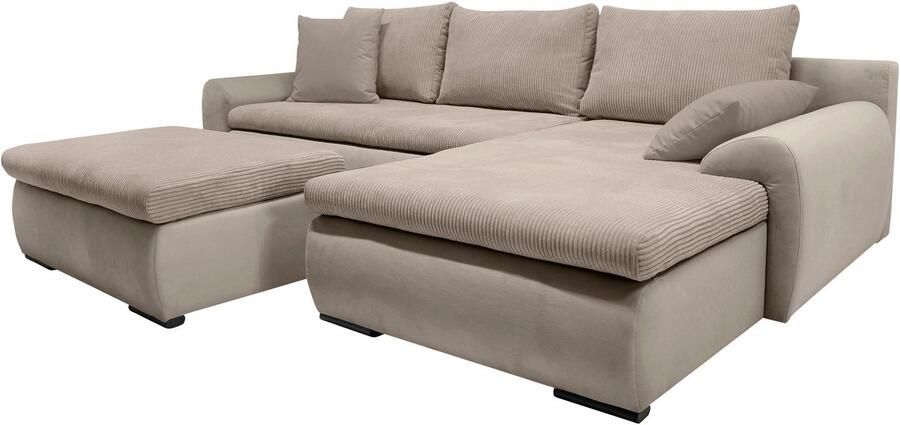 Home affaire Hoekbank Win L-vorm breedte 285cm optioneel met slaapfunctie en bedkast taupe corduroy - Foto 13