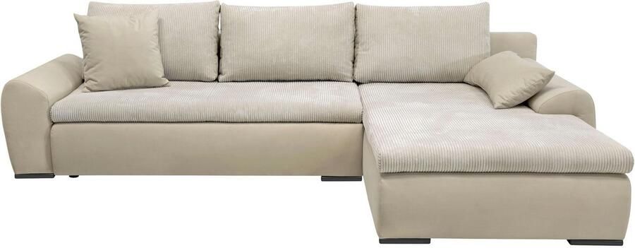 Home affaire Hoekbank Win L-vorm breedte 285cm optioneel met slaapfunctie en bedkast taupe corduroy - Foto 18