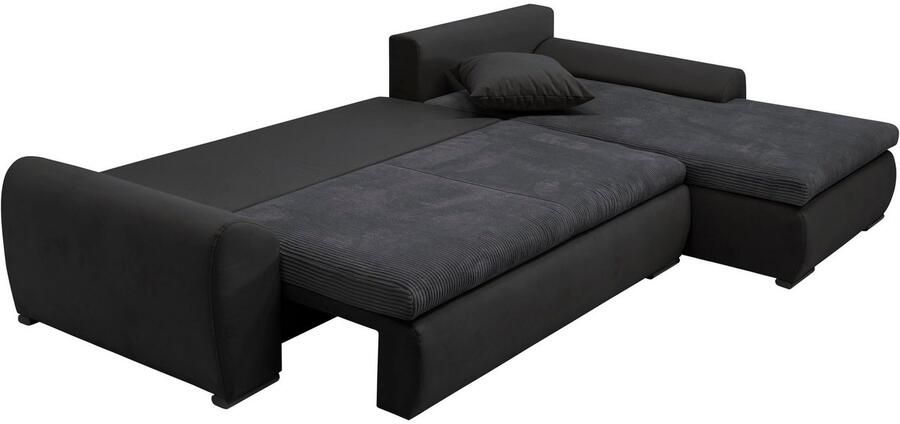 Home affaire Hoekbank Win L-vorm breedte 285cm optioneel met slaapfunctie en bedkast taupe corduroy - Foto 13