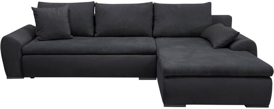 Home affaire Hoekbank Win L-vorm breedte 285cm optioneel met slaapfunctie en bedkast taupe corduroy - Foto 12