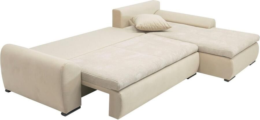 Home affaire Hoekbank Win L-vorm breedte 285cm optioneel met slaapfunctie en bedkast taupe corduroy - Foto 16