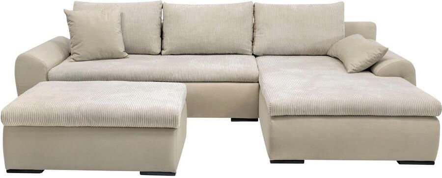 Home affaire Hoekbank Win L-vorm breedte 285cm optioneel met slaapfunctie en bedkast taupe corduroy - Foto 17