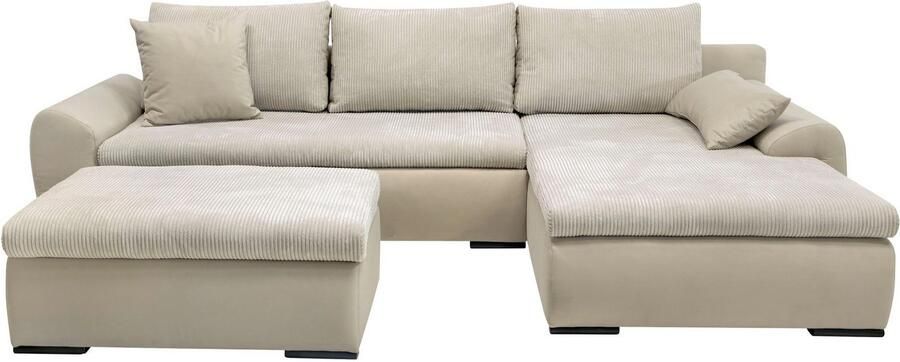 Home affaire Hoekbank Win L-vorm breedte 285cm optioneel met slaapfunctie en bedkast taupe corduroy - Foto 14