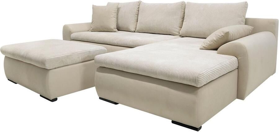 Home affaire Hoekbank Win L-vorm breedte 285cm optioneel met slaapfunctie en bedkast taupe corduroy - Foto 13