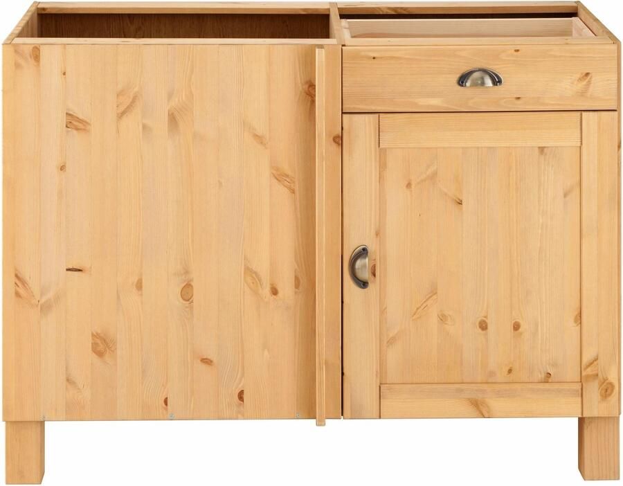 Home affaire Hoekonderkast Oslo 110 cm breed van massief grenen metalen grepen landelijke look - Foto 3