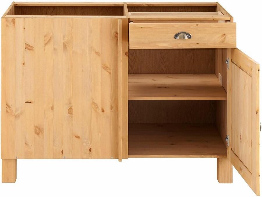 Home affaire Hoekonderkast Oslo 110 cm breed van massief grenen metalen grepen landelijke look - Foto 4