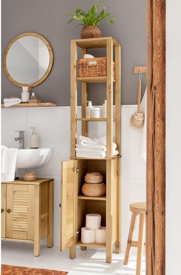 Home affaire Hoge kast Ayanna Badkast van massief hout FSC breedte 33 cm hoogte 170 cm - Foto 6