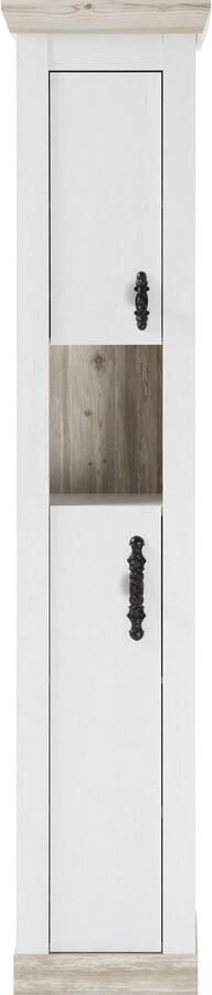 Home affaire Hoge kast Florenz badkamerkast in landhuisstijl kast met metalen handgrepen in pinie weiß open vak en voldoende opbergruimte achter draaideuren - Foto 16