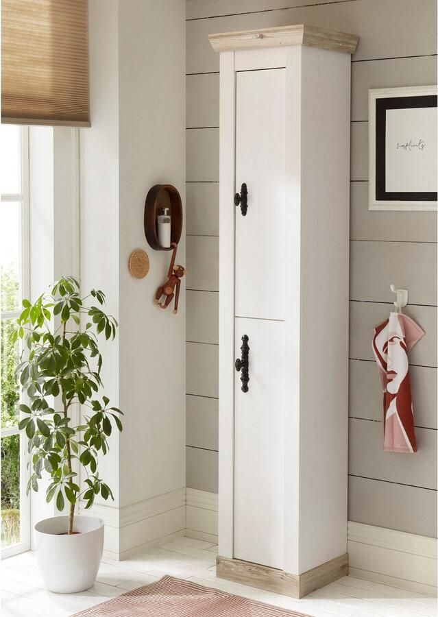 Home affaire Hoge kast Florenz badkamerkast in landhuisstijl kast met metalen handgrepen - Foto 2