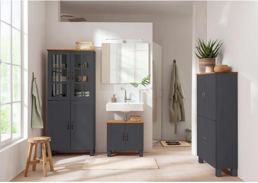 Home affaire Hoge kast Rodby Massief FSC -gecertificeerd hout breedte 75 cm hoogte 170 cm