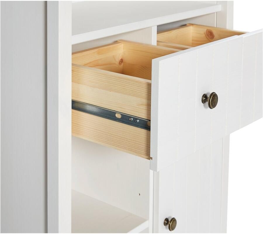 Home affaire Hoge kast Vili Badkamerkast hoogte 175 cm 2 lades 3 deuren van massief hout - Foto 4