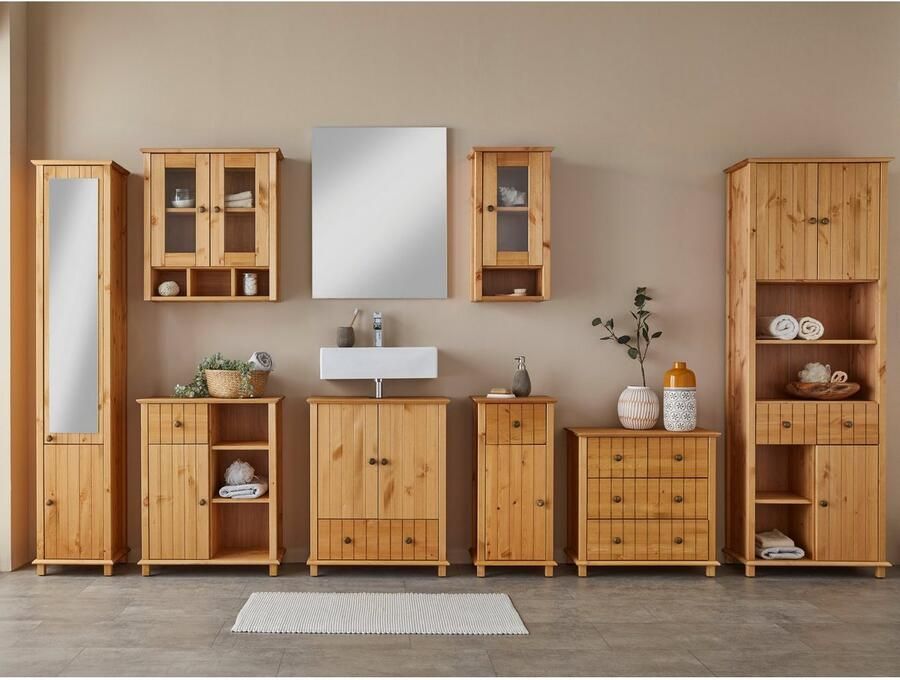 Home affaire Wastafelonderkast Vili Badkamerkast onderkast met lade van massief hout - Foto 7