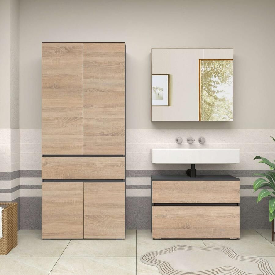 Home affaire Hoge kast Wisla met 4 deuren & 1 lade breedte 76 cm hoogte 180 cm