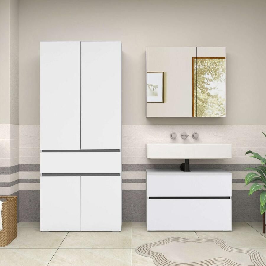 Home affaire Hoge kast Wisla met 4 deuren & 1 lade breedte 76 cm hoogte 180 cm