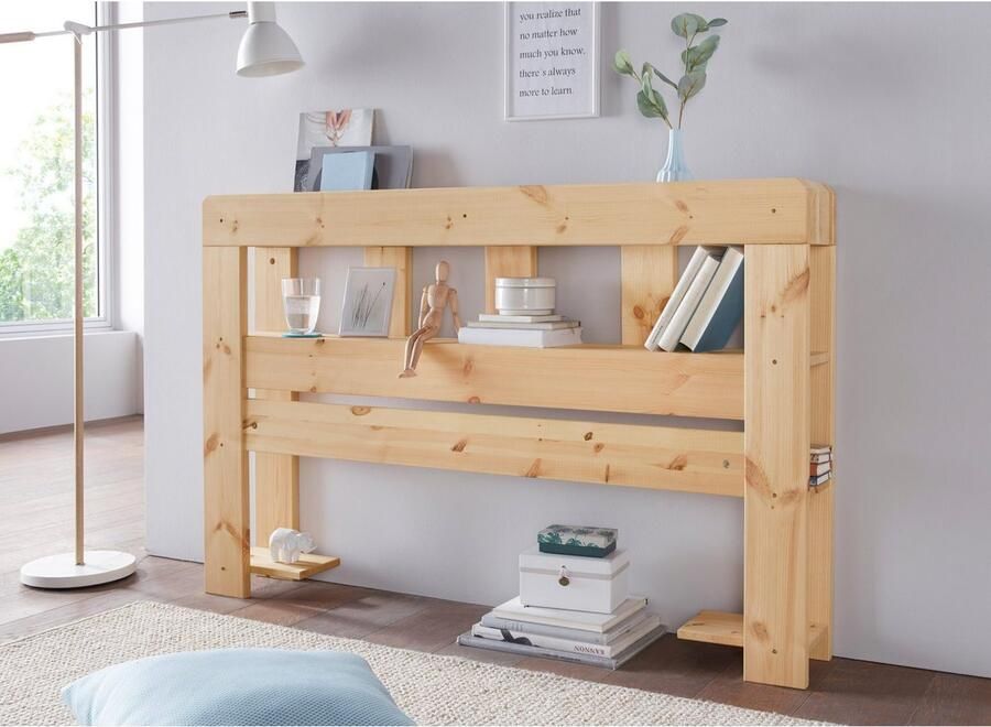 Home affaire Hoofdbord Alasco voor palletbed alasco gemaakt van massief hout met 7 open vakken - Foto 4