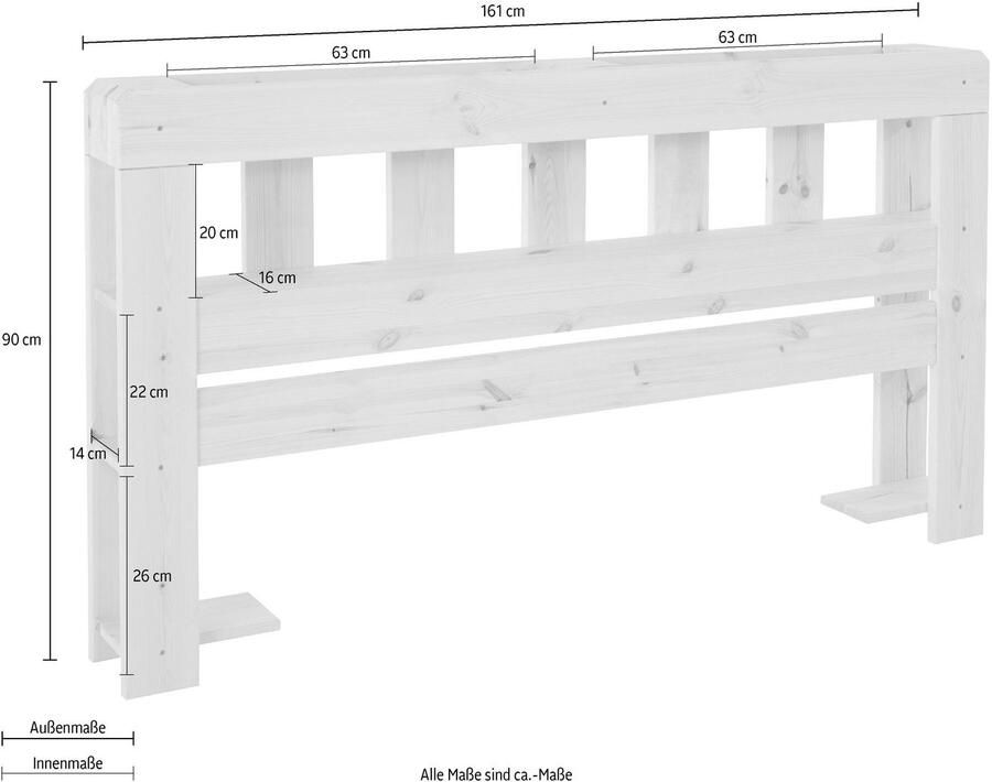 Home affaire Hoofdbord Alasco voor palletbed alasco gemaakt van massief hout met 7 open vakken - Foto 3