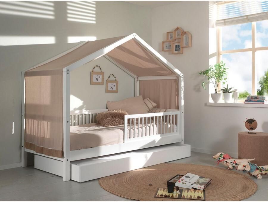 Home affaire Huisbed Forrest 90 200 van massief beukenhout wit met valbeveiliging aan de voorkant - Foto 2