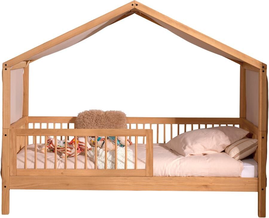 Home affaire Huisbed Forrest met dakconstructie valbescherming aan de voorkant en textielhemel - Foto 4