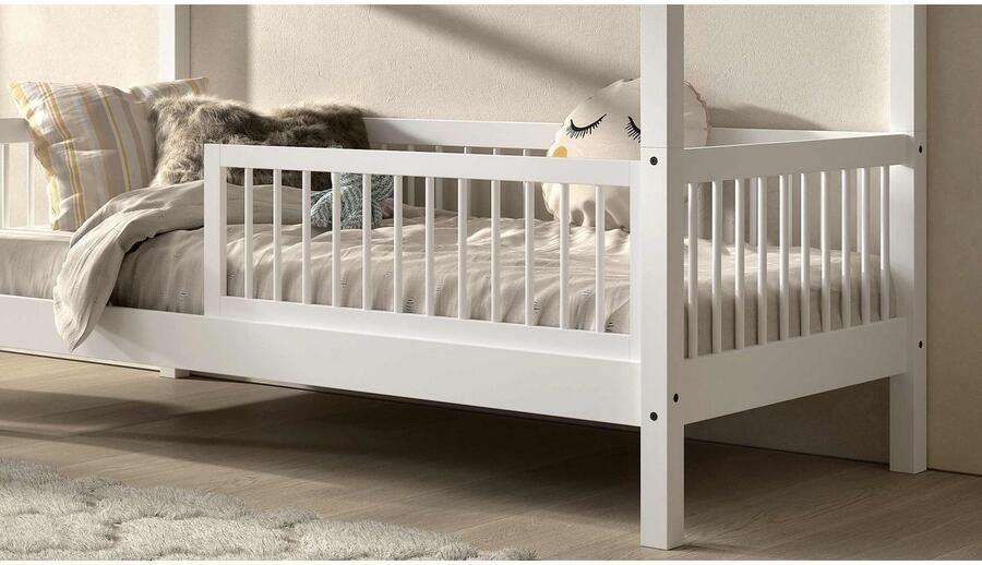 Home affaire Slaapbank Forrest 90 200 van massief beukenhout stevig gebouwd wit gelakt met spijlenrand valbeveiliging aan de voorkant zonder of met bedlade - Foto 3