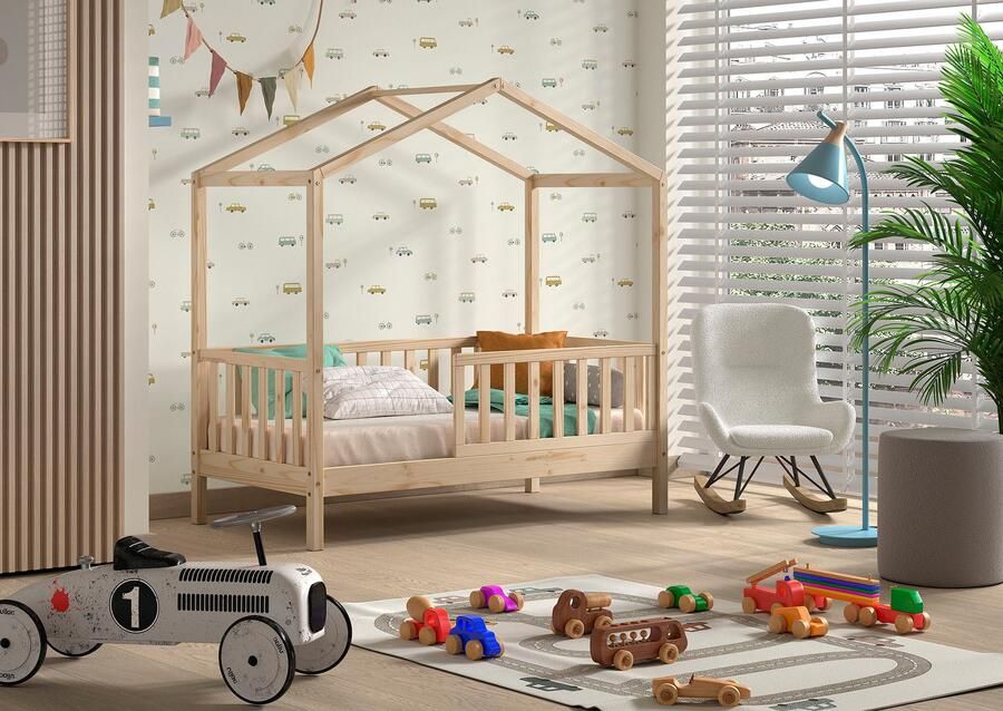 Vipack EMOB Kinderbed Dallas 70x140 cm antraciet massief grenen Kinderbedden met uitvalbeveiliging Antraciet Hout Kinderbedden met uitvalbeveiliging Eenpersoons Normaal bed Op voorraad - Foto 8