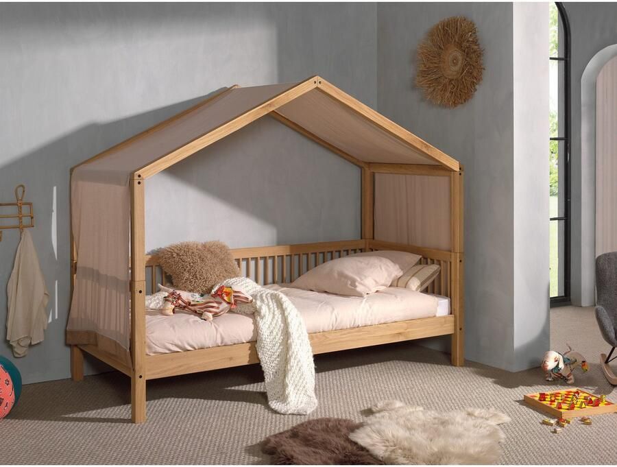 Home affaire Huisbed van massief eiken geolied lf90x200 cm met stoffen hemel - Foto 4