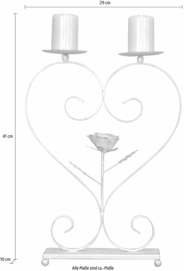 Home affaire Kaarsenstandaard Kaarshouder voor twee stompkaarsen van metaal hoogte ca. 41 cm