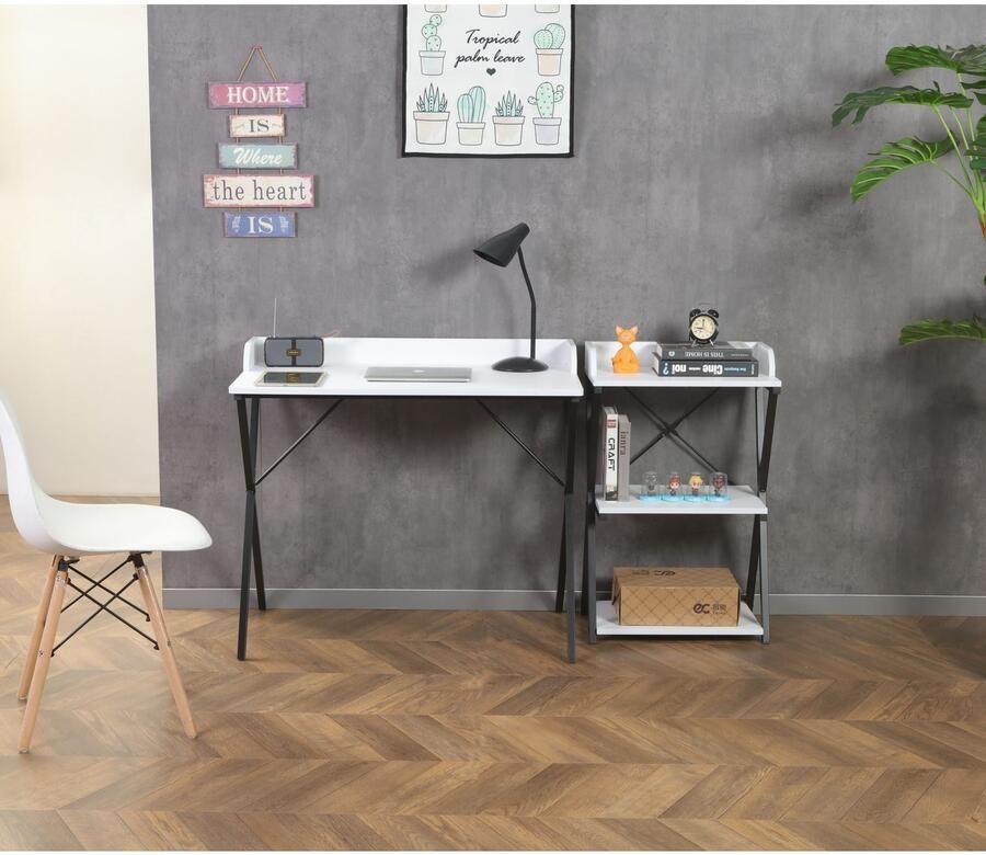 Home affaire Kantoormeubelset Forres bestaand uit bureau & rek Metalen frame afzonderlijk instelbaar FSC -gecertificeerd (2-delig) - Foto 3