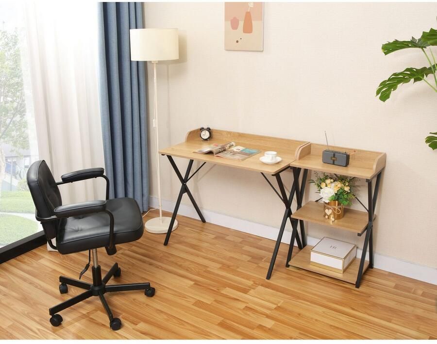 Home affaire Kantoormeubelset Forres bestaand uit bureau & rek Metalen frame afzonderlijk instelbaar FSC -gecertificeerd (2-delig) - Foto 5