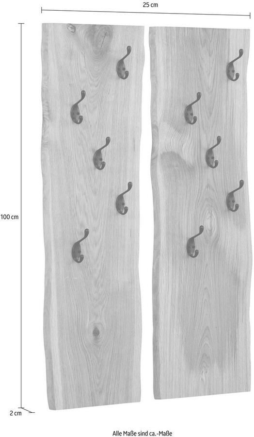 Home affaire Kapstokpaneel Brodi van massief eiken in golfmodel. - Foto 6