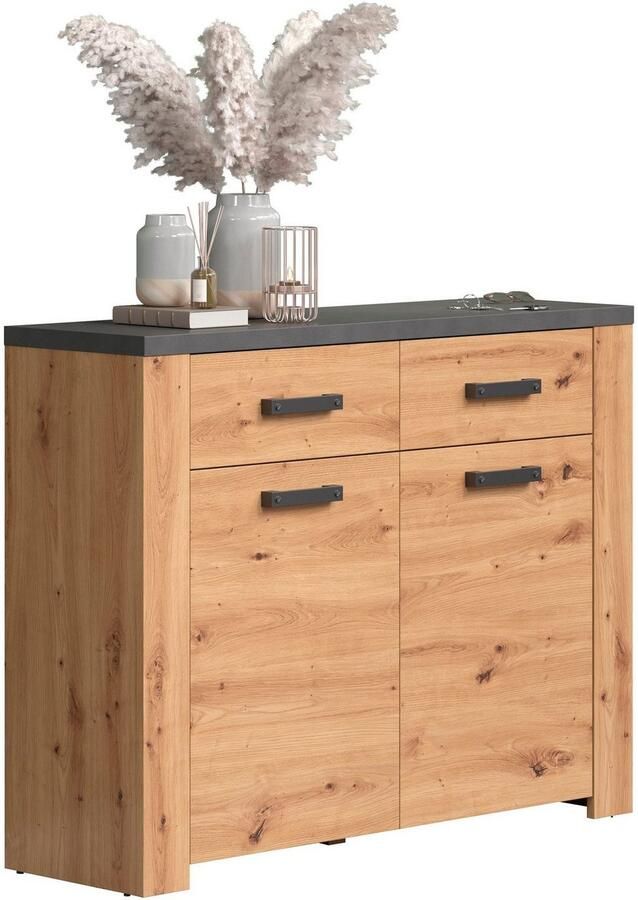 Home affaire Kast Ambres mat echt-hout-look ca.-afm. bxh: 116x91 cm lichtbruin smal (1 stuk) - Foto 10