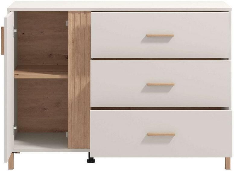 Home affaire Kast Belfort ladekast dressoir 3 laden en 1 deur 125x40x90 fsc -gecertificeerd houtmateriaal trendkleur cashmere - Foto 4