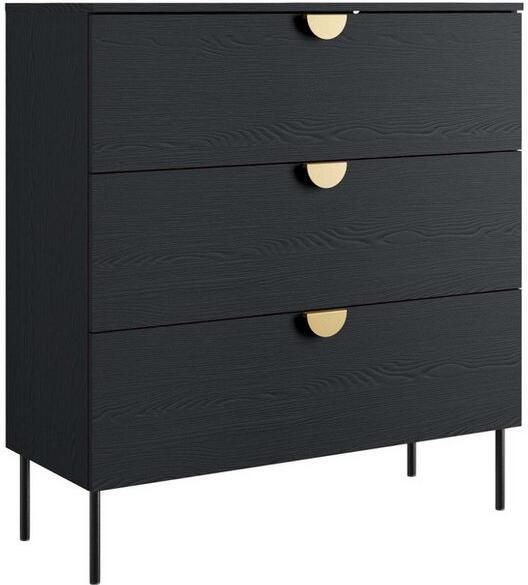 Home affaire Kast Commode Bellot met 3 lades en goudkleurige metalen handgrepen - Foto 4