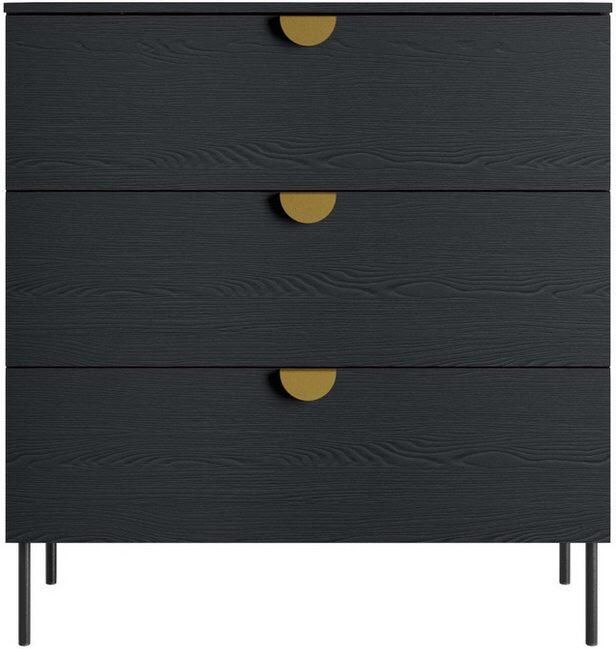 Home affaire Kast Commode Bellot met 3 lades en goudkleurige metalen handgrepen - Foto 2