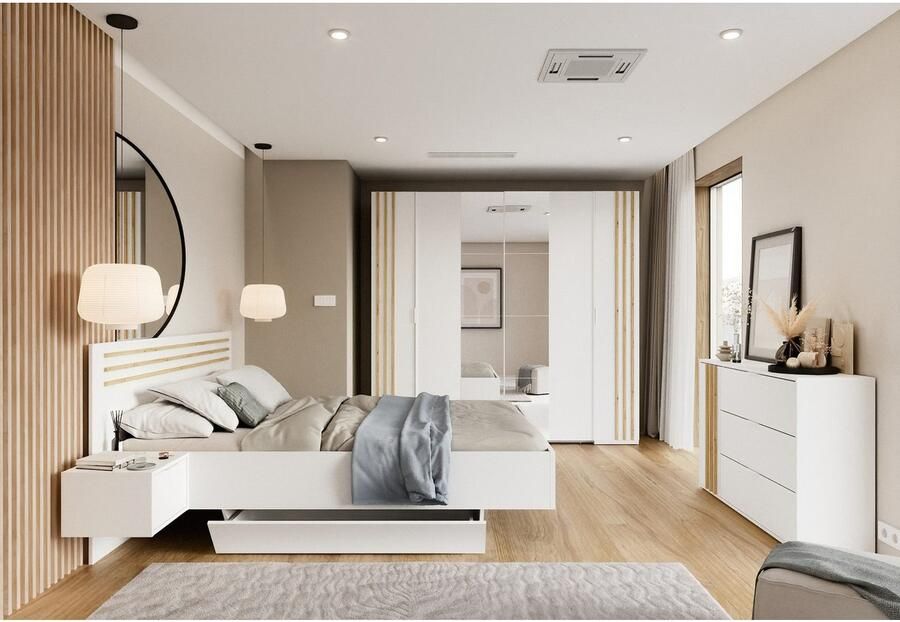 Home affaire Kast Commode Calera met draaideur 3 lades en MDF-lamellen - Foto 2