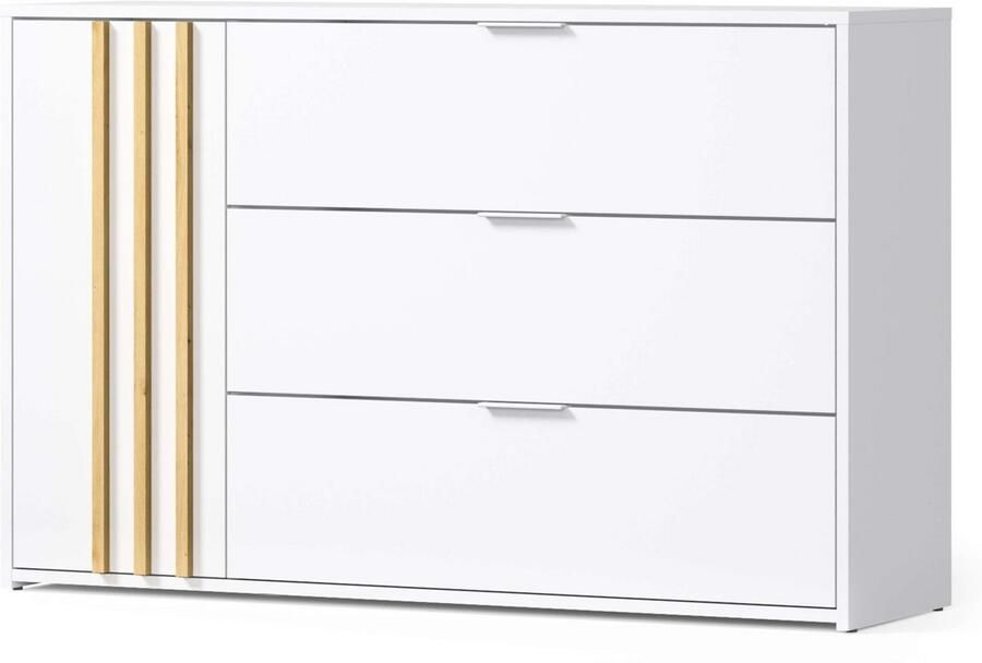 Home affaire Kast Commode Calera met draaideur 3 lades en MDF-lamellen - Foto 3