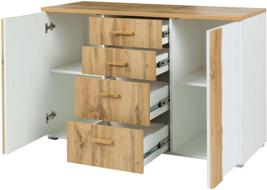 Home affaire Kast Commode Fabella met 4 lades 2 legplanken BxHxD 130x82x45 cm - Foto 2