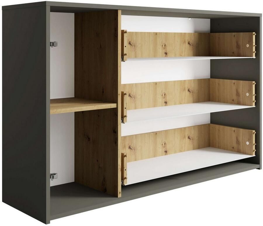 Home affaire Kast Commode Loreto met 3 lades en een deur B D H 125 36 80 cm