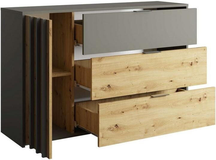 Home affaire Kast Commode Loreto met 3 lades en een deur B D H 125 36 80 cm - Foto 6