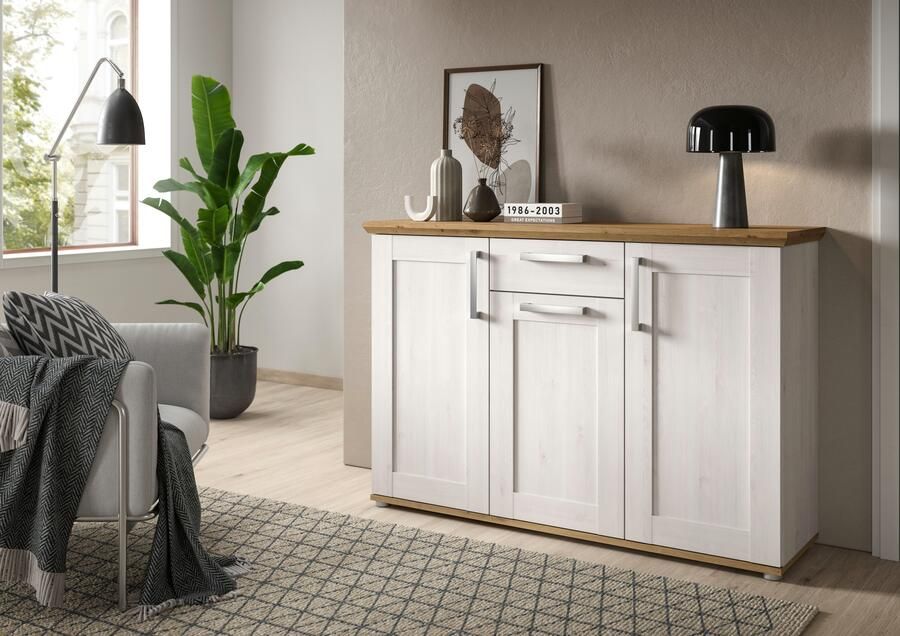 Home affaire Kast Cosenza Breedte 137 cm 3 Deuren 1 Lade in landelijke stijl dressoir kast sideboard - Foto 7