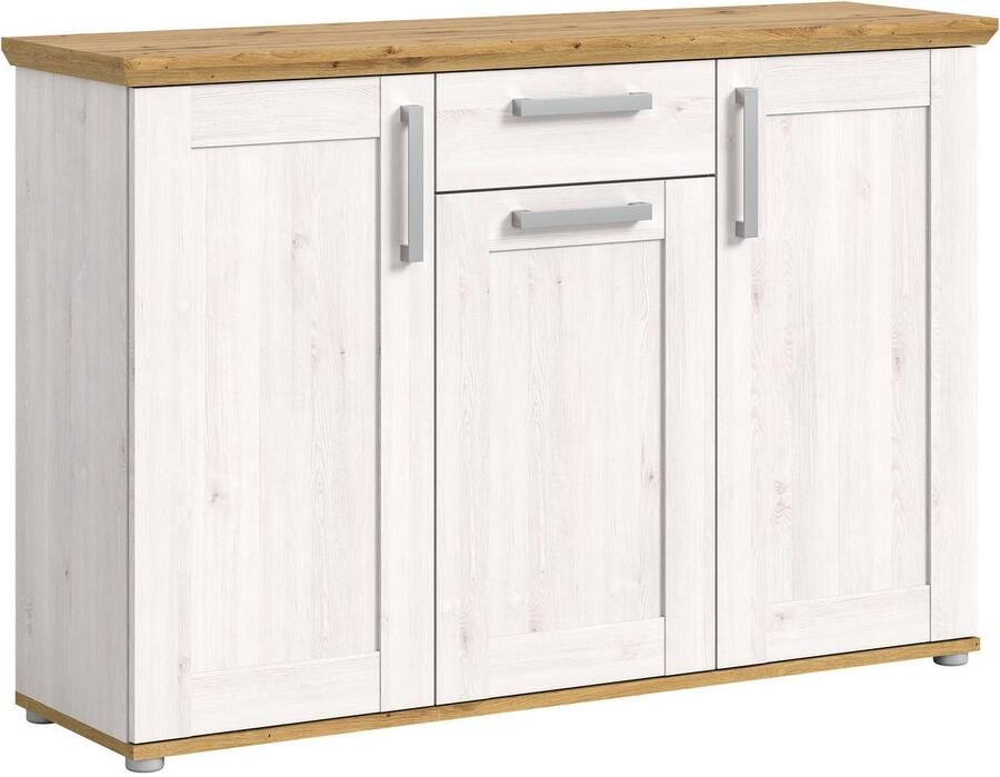 Home affaire Kast Cosenza Breedte 137 cm 3 Deuren 1 Lade in landelijke stijl dressoir kast sideboard