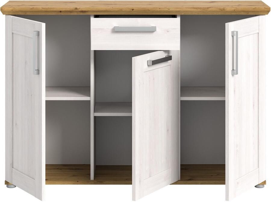 Home affaire Kast Cosenza Breedte 137 cm 3 Deuren 1 Lade in landelijke stijl dressoir kast sideboard - Foto 3