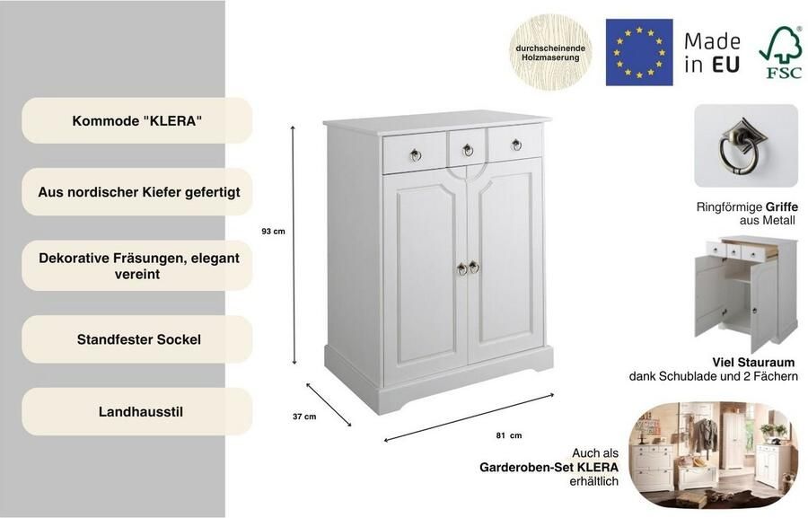 Home affaire Kast Klera Breedte 81 cm van massief grenen FSC -gecertificeerd - Foto 8