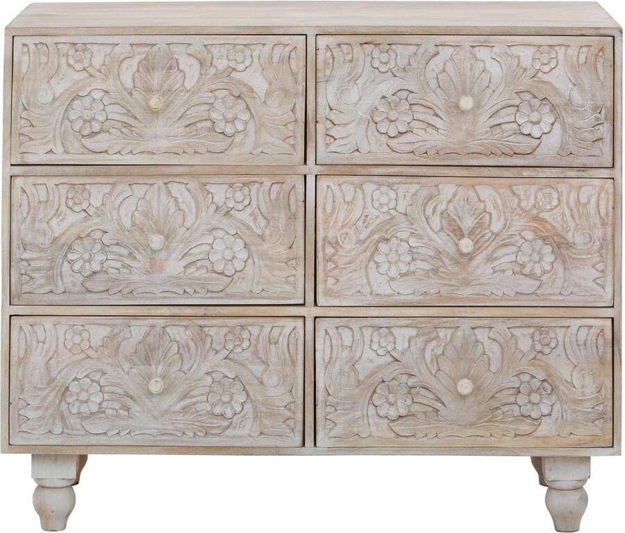 Home affaire Kast Lavin Mangohout met decoratief houtsnijwerk met de hand gemaakt breedte 110 cm - Foto 3