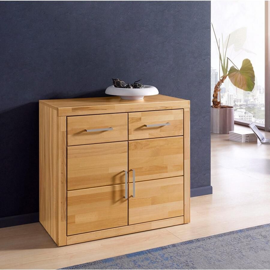 Home affaire Kast Logo 90cm breed 42 cm diep fronten massief hout 2 deuren 2 lades - Foto 2